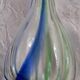 Vintage Murano glass filigree soliflore vase in blue and green.