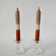 pair of molded glass candlesticks 1950