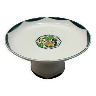 White and green compote bowl