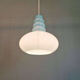 Space Age pendant light in blue opaline, Peill & Putzler, 1970