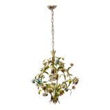 Italian tole flower chandelier, 1960s