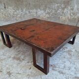Industrial coffee table pallet table steel cinnamon brown
