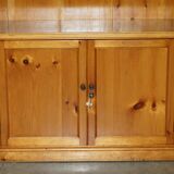 Pair of vintage cherry wood bookcases with lockable doors.
