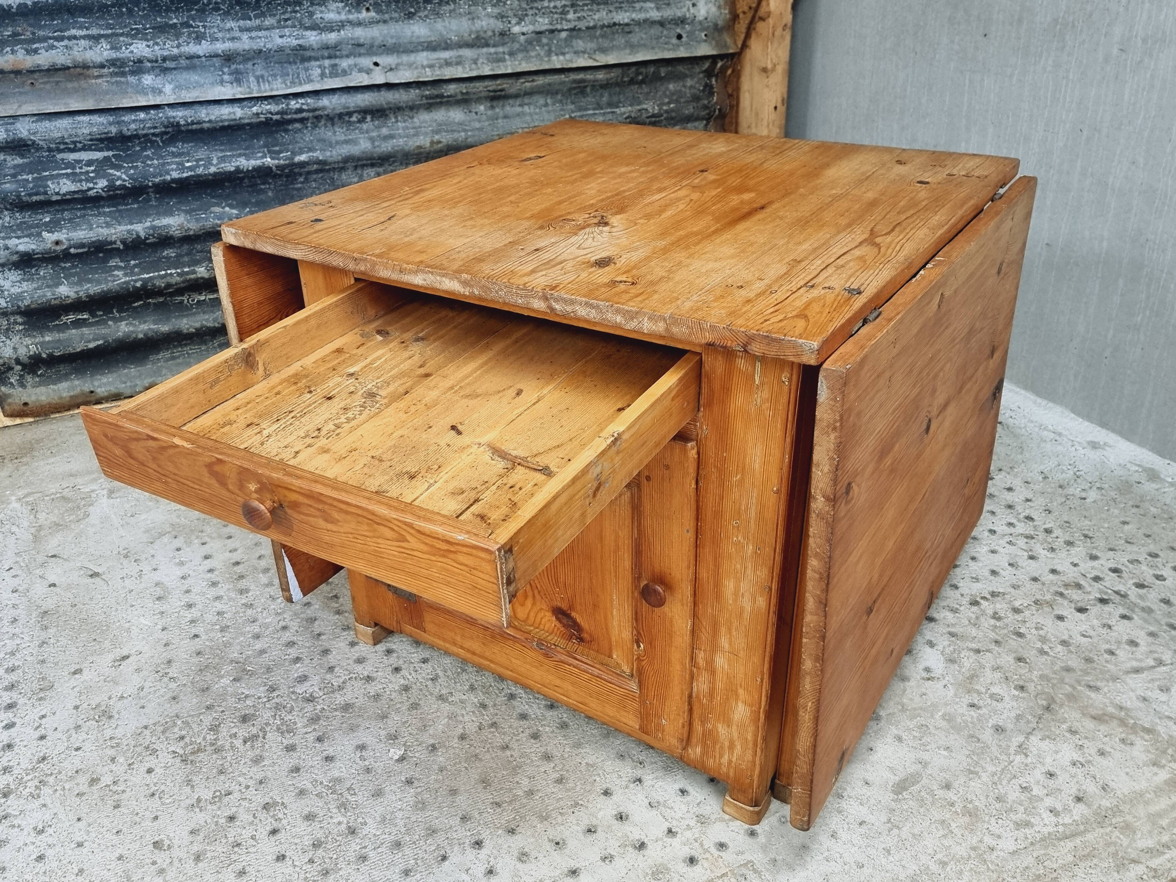 Antique Swedish table folding table with plenty of storage space