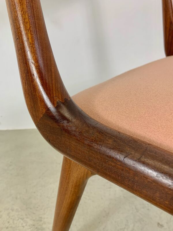 4x Alfred Christensen pour les chaises de salle à manger Slagelse Møbelvaerk 'Boomerang'