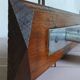 Coat rack with 2 hooks Art Deco in oak & aluminium, 1930