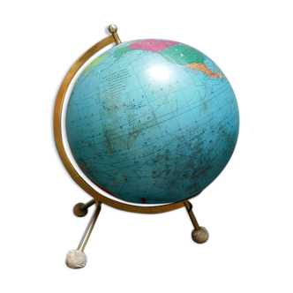 Globe terrestre lumineux en verre années 60
