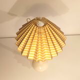 Vintage striped yellow white table lamp 1960s