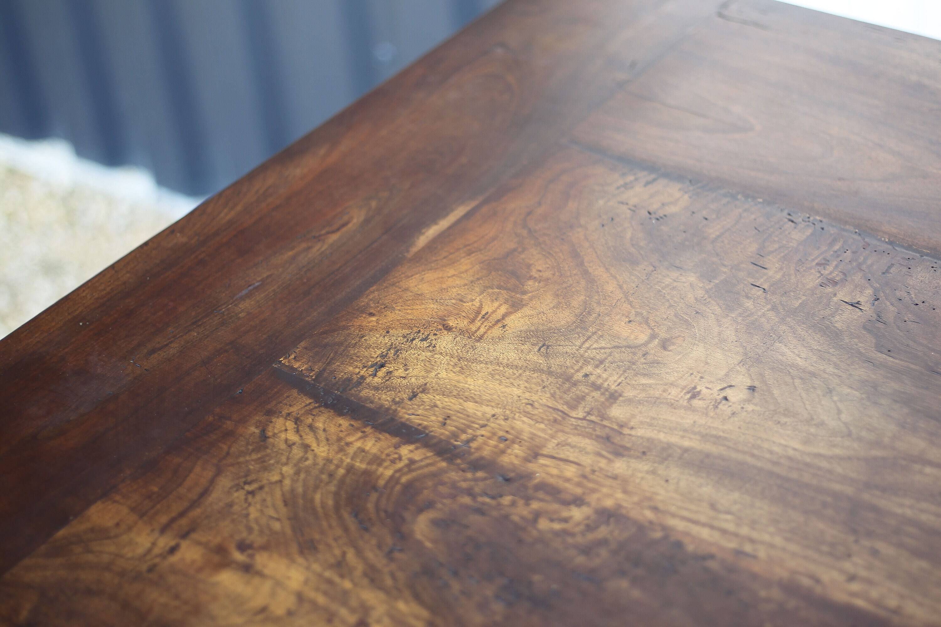 Farmhouse table and two benches, antique wooden farmhouse table, living room furniture, country style, chalet style, decor