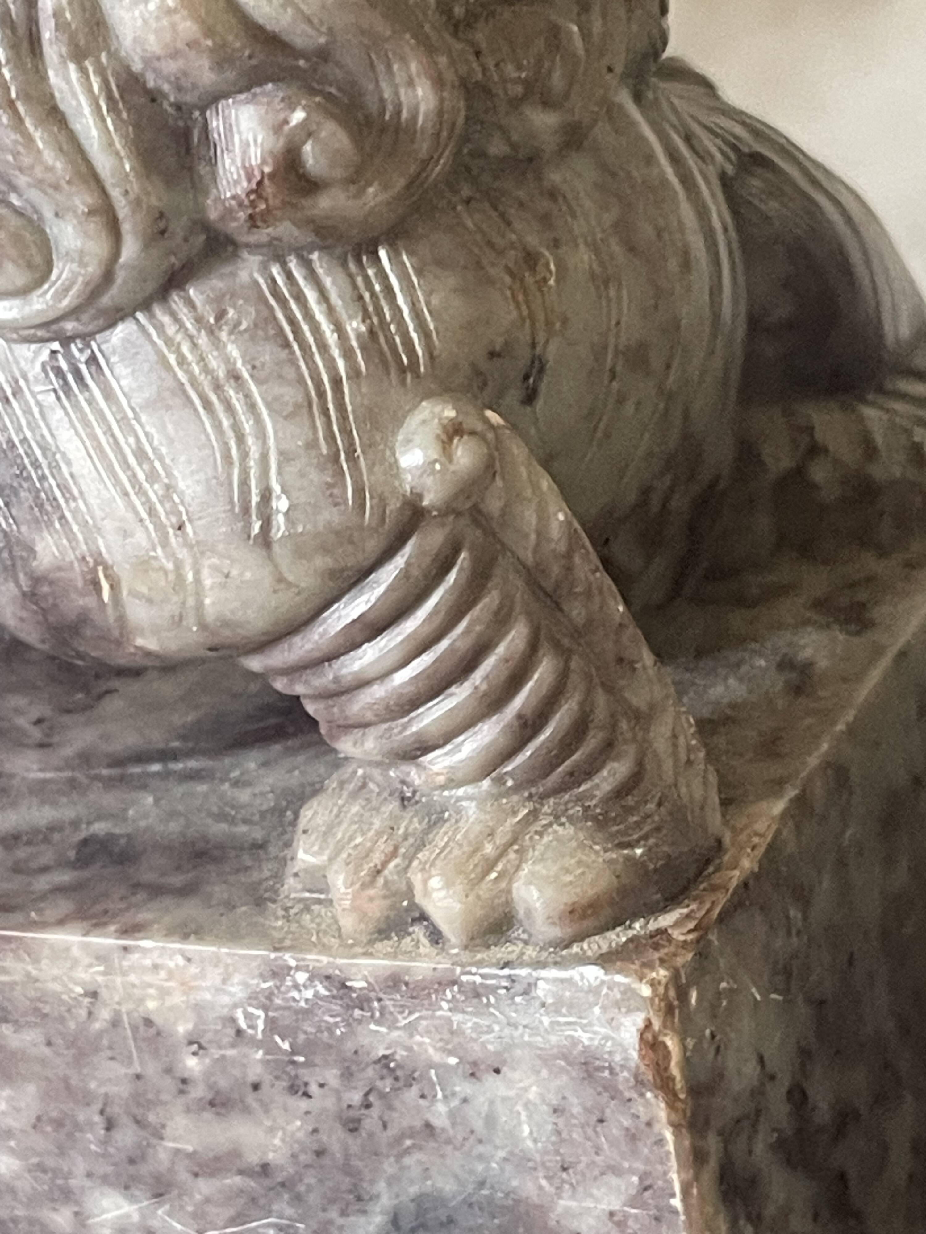 Pair of Foo Dog bookends in sculpted steatite.