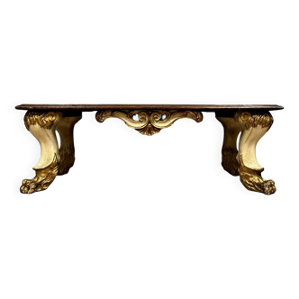 Louis XV baroque Venetian living room table in lacquered and gilded wood