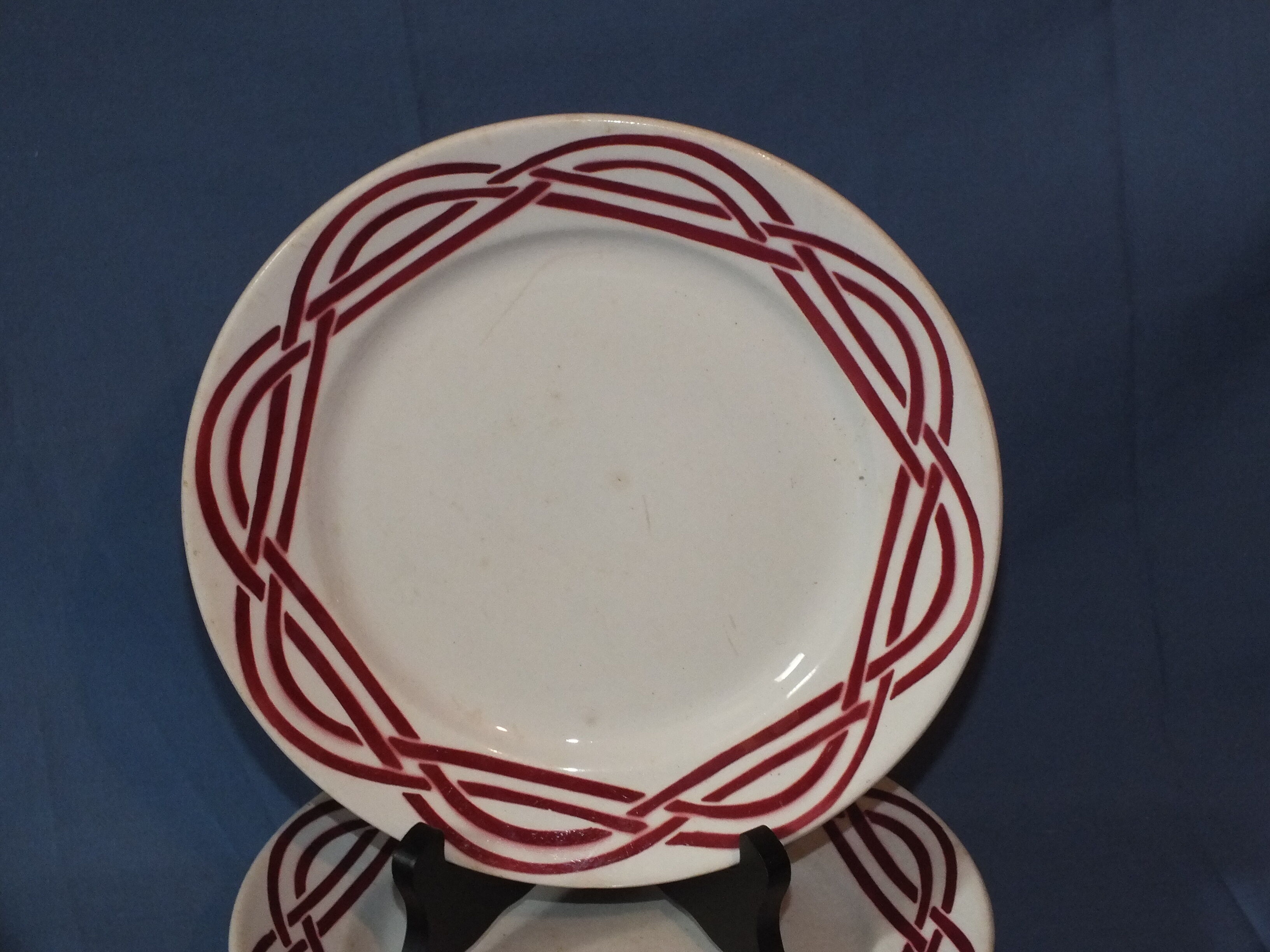 6 flat plates vintage art deco - red décor
