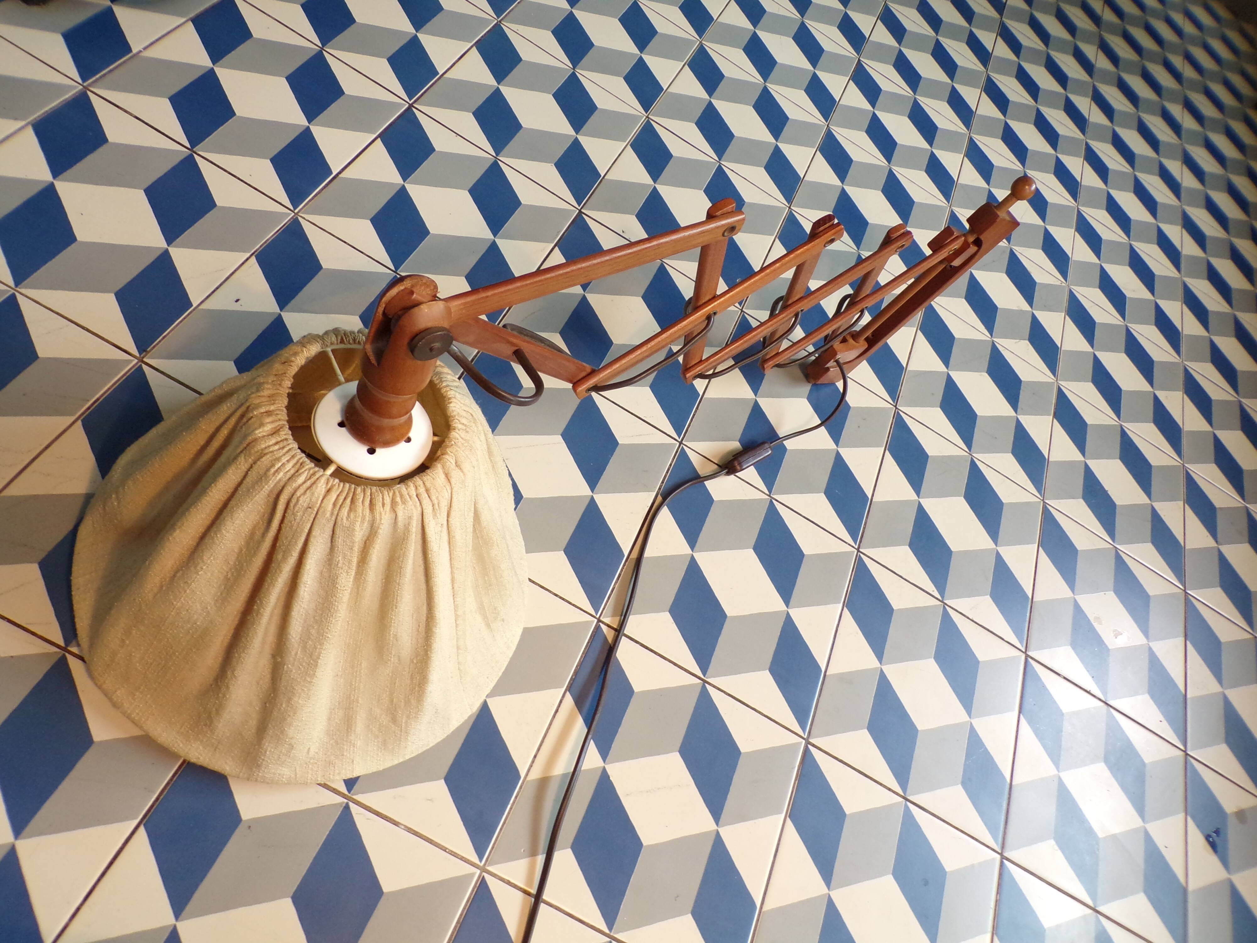 Vintage teak scissor wall light