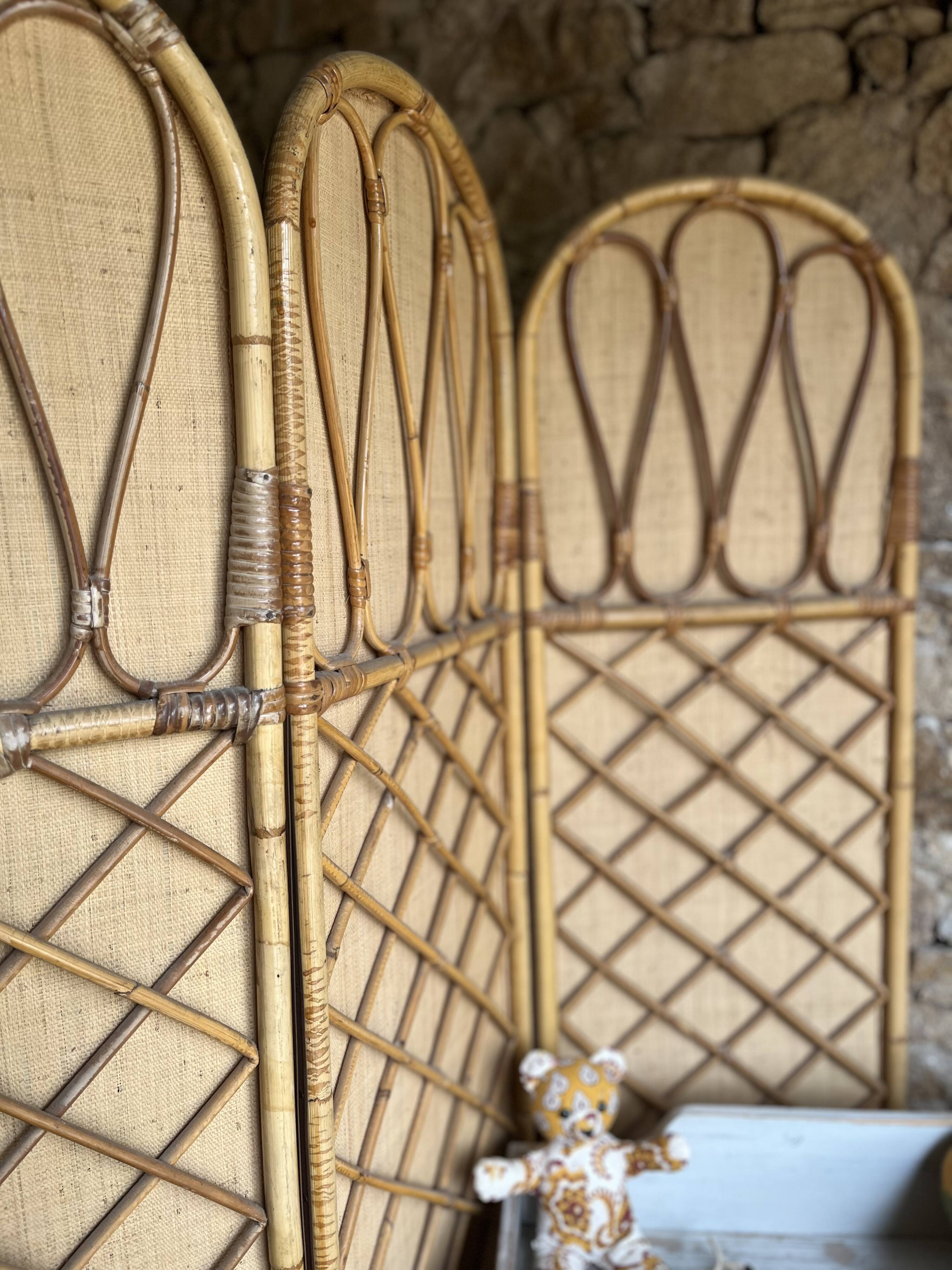 Rattan and bamboo screen