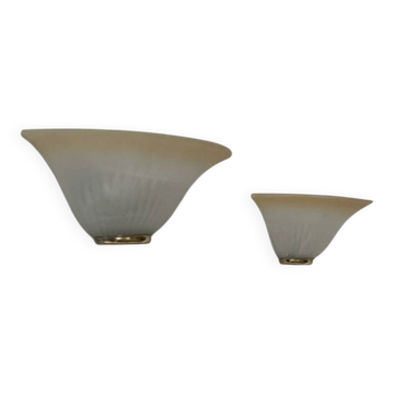 Pair of vintage speckled glass wall lights, France, 1970.
