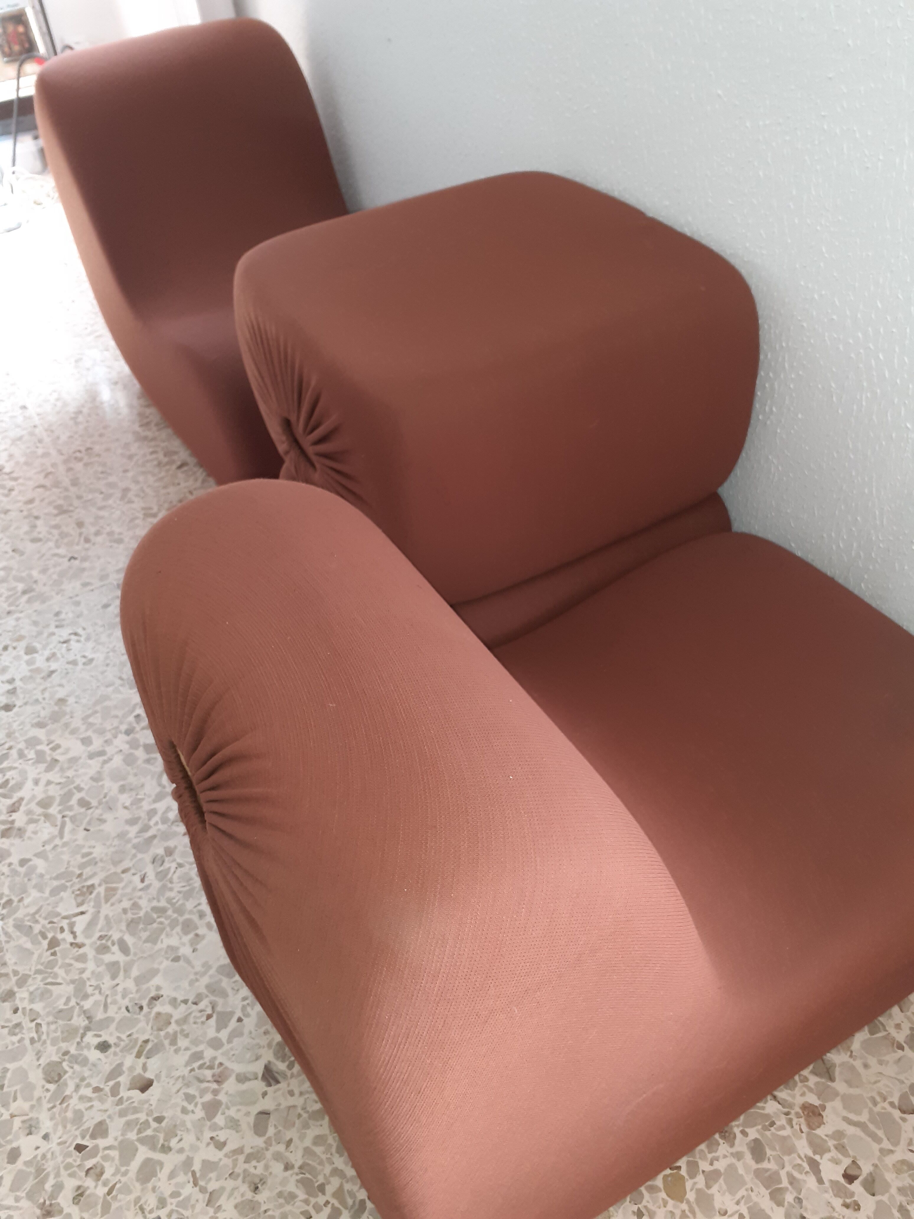 Ensemble 2 chauffeuse et 2 ottomans vintage Pierre Cardin années 1960/70