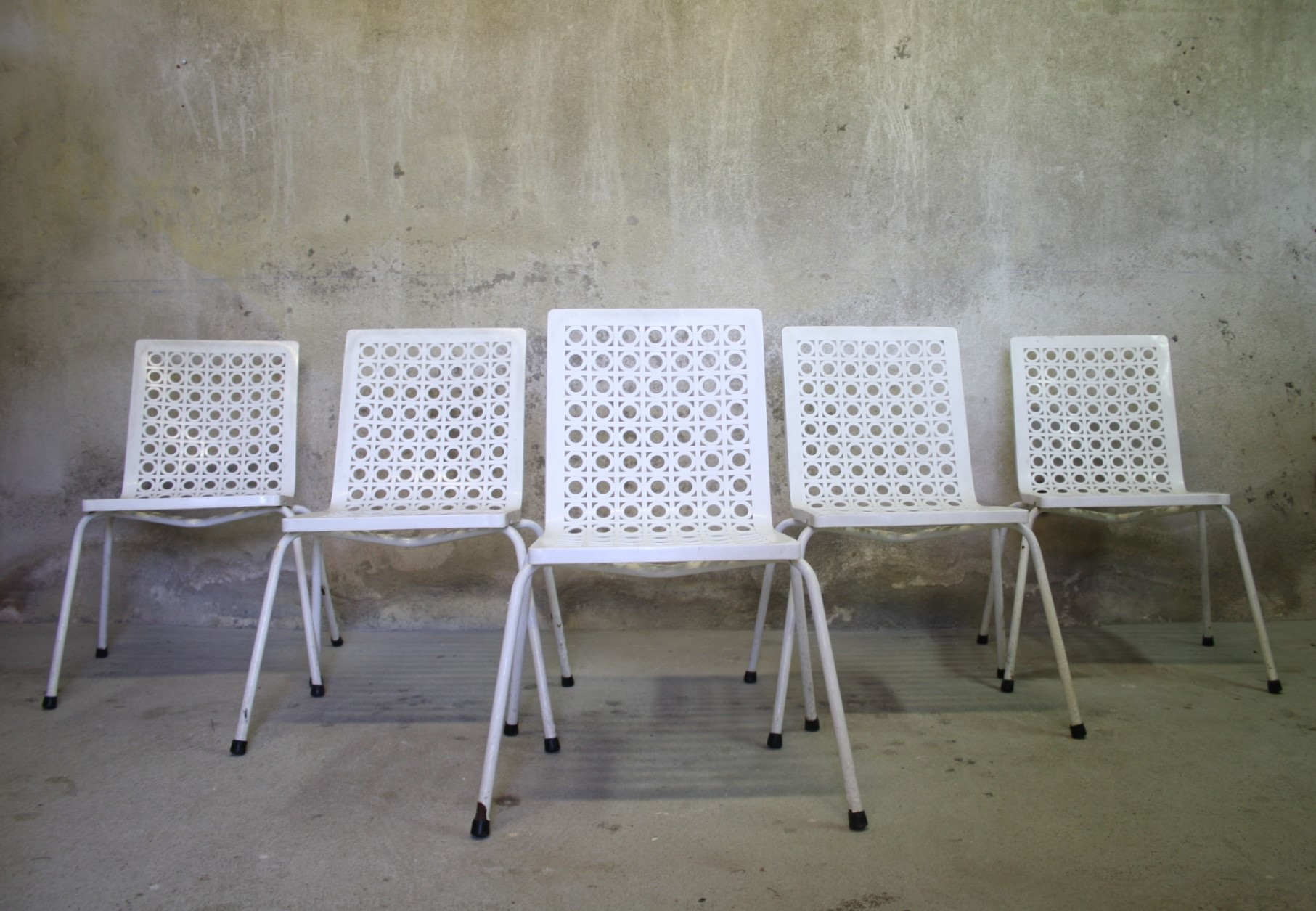 Set of five vintage patio chairs