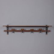 Vintage 1960s wall coat rack in metal and wood, italian design