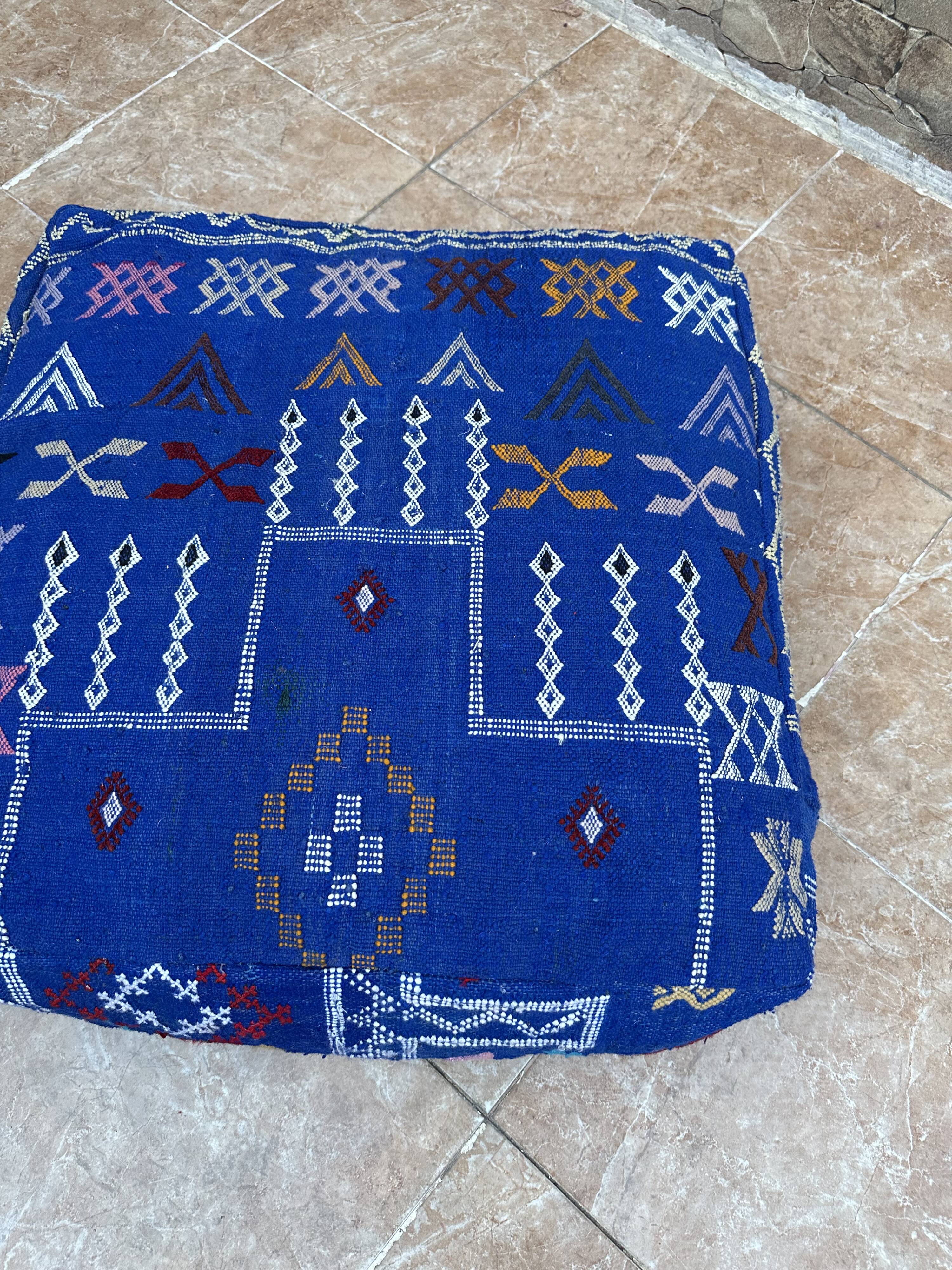 Handmade Berber Kilim pouf, floor cushion