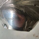 Art Deco vase in repoussé tin Signed Houzeaux Floral decoration 30 cm