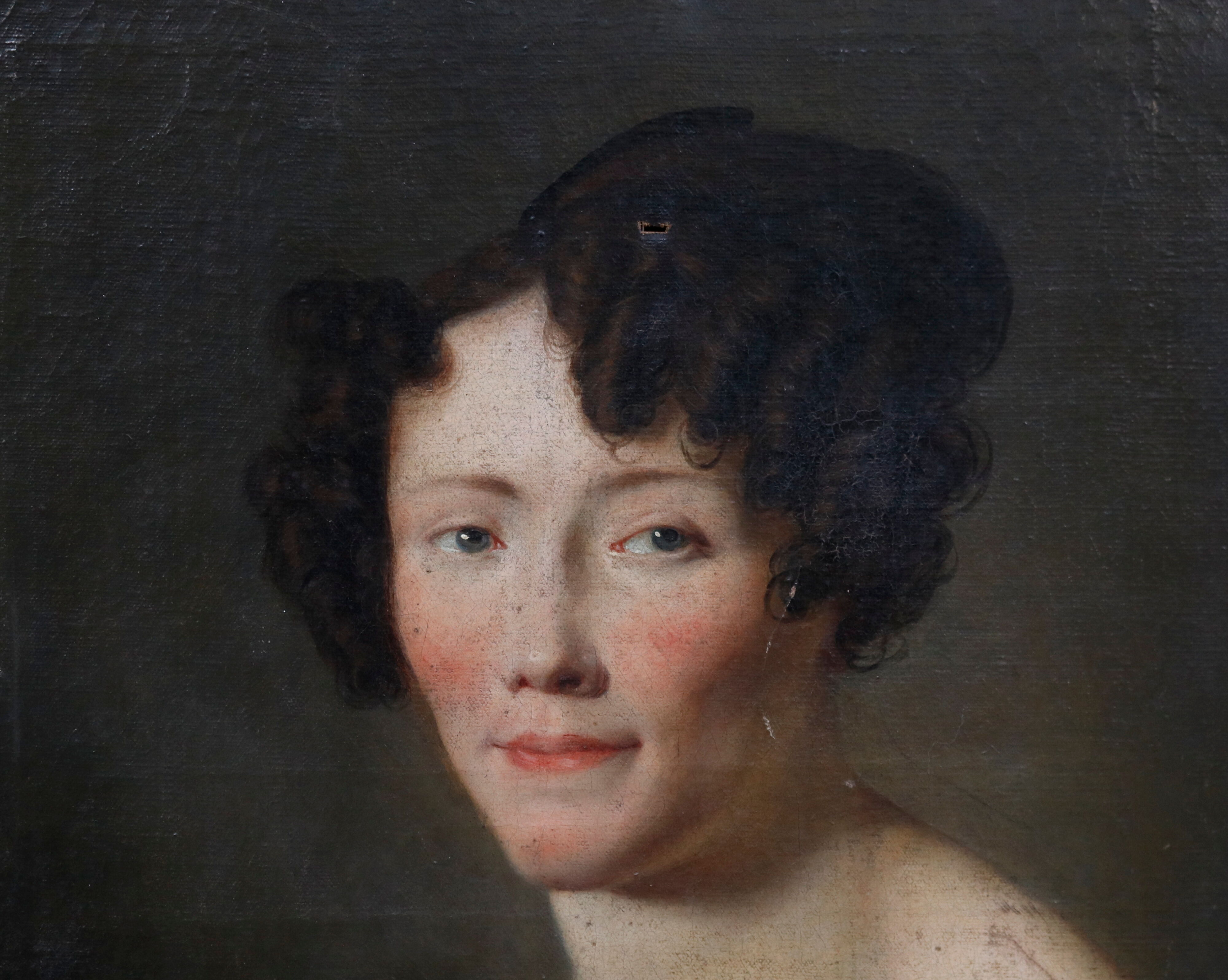 Portrait of an elegant woman oil on canvas from the 19th century.