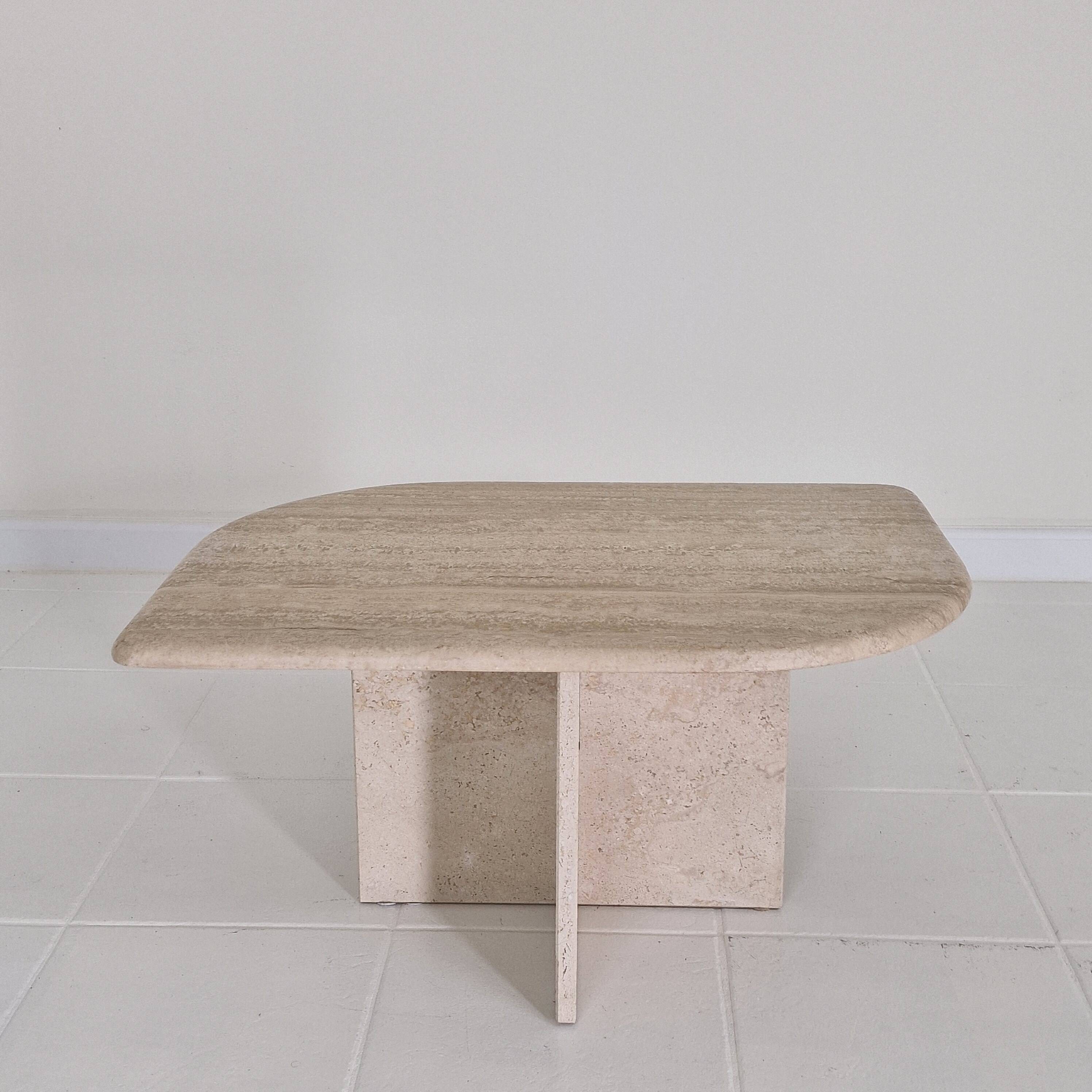 Travertine Coffee or Side Table in Teardrop Shape, Italy 1980s