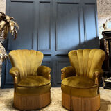 Pair of velvet Napoleon III style armchairs