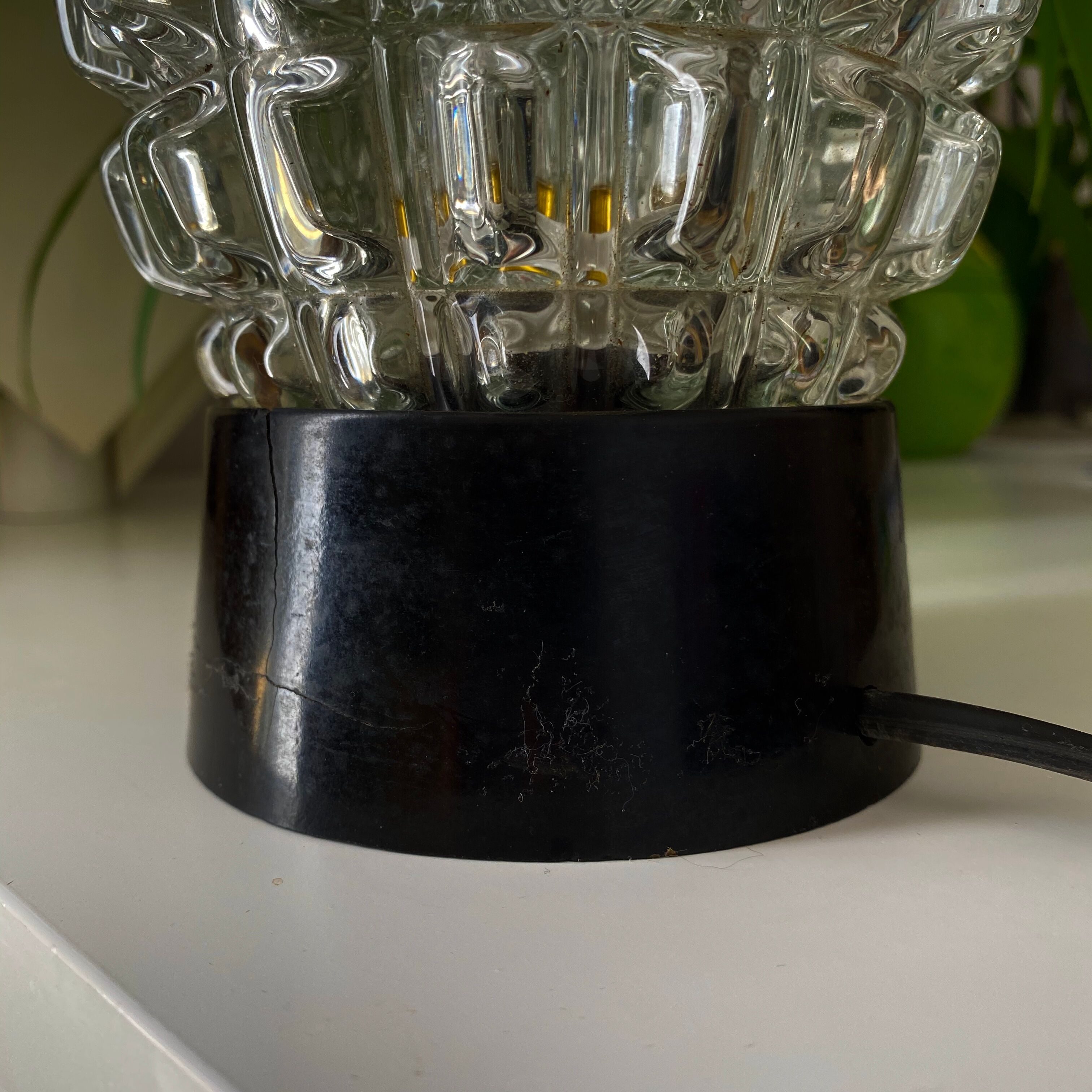 Vintage moulded glass table lamp