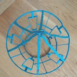 Suspension cage lamp in turquoise metal