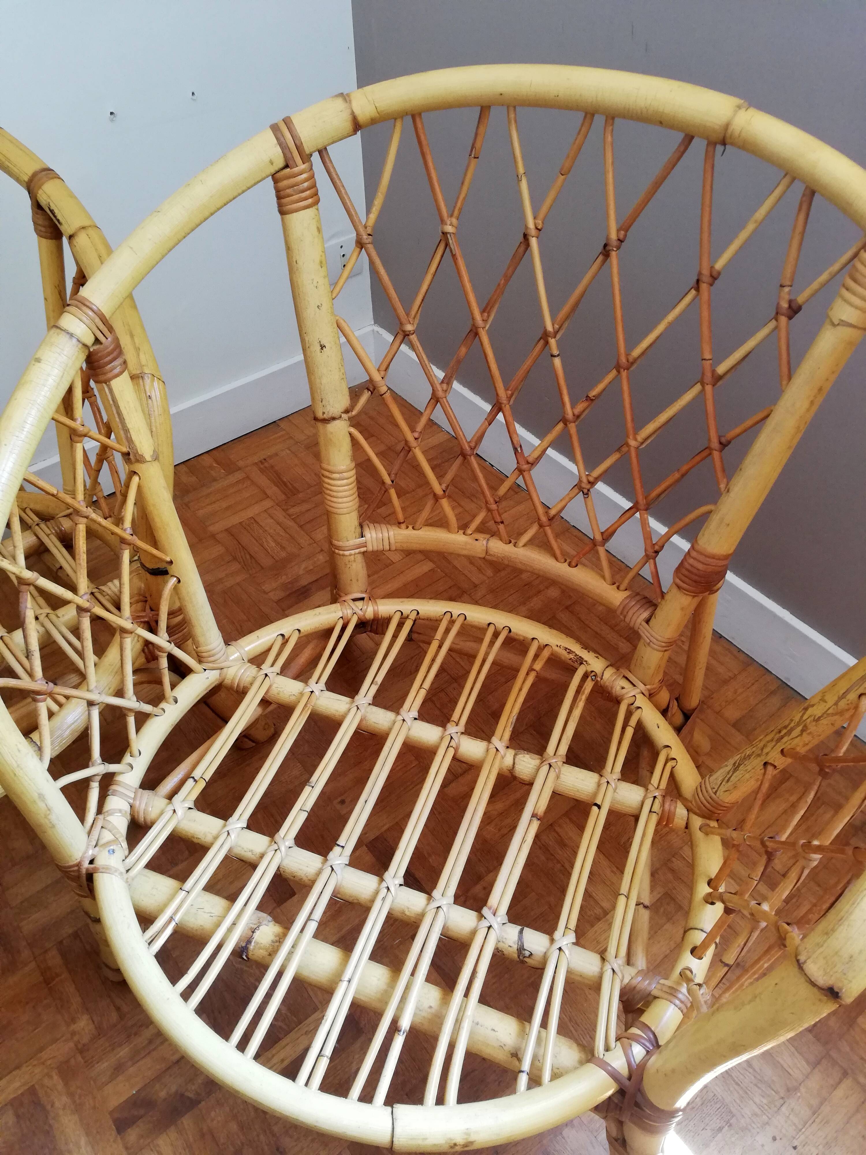 Rattan bench and chair