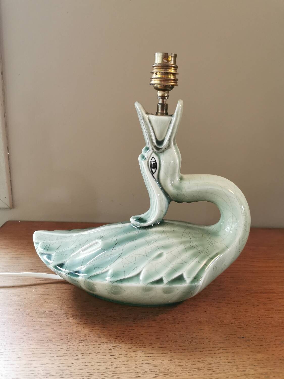 Vintage ceramic bird lamp base from Charolles