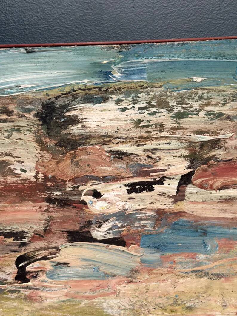 Huile sur toile originale suédoise - 'Komposition' par Yngve Werngren - Signée et datée 1974 - Vintage et encadrée - 53 × 36 cm (20,9" × 14,2")