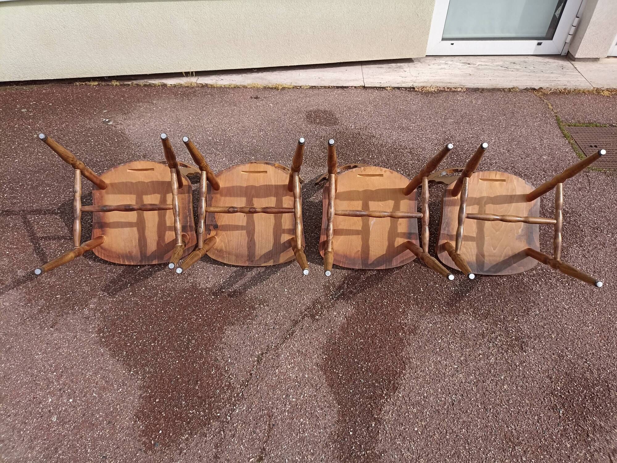 Set of 4 bistro bar chairs year 80 - 90 - wooden - baumann
