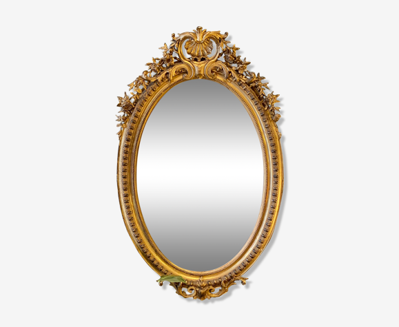 Miroir ancien ovale Napoléon III de style Louis XV 90x142cm