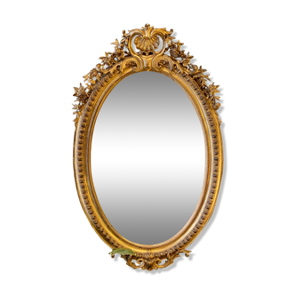 Miroir ancien ovale Napoléon III de style Louis XV 90x142cm