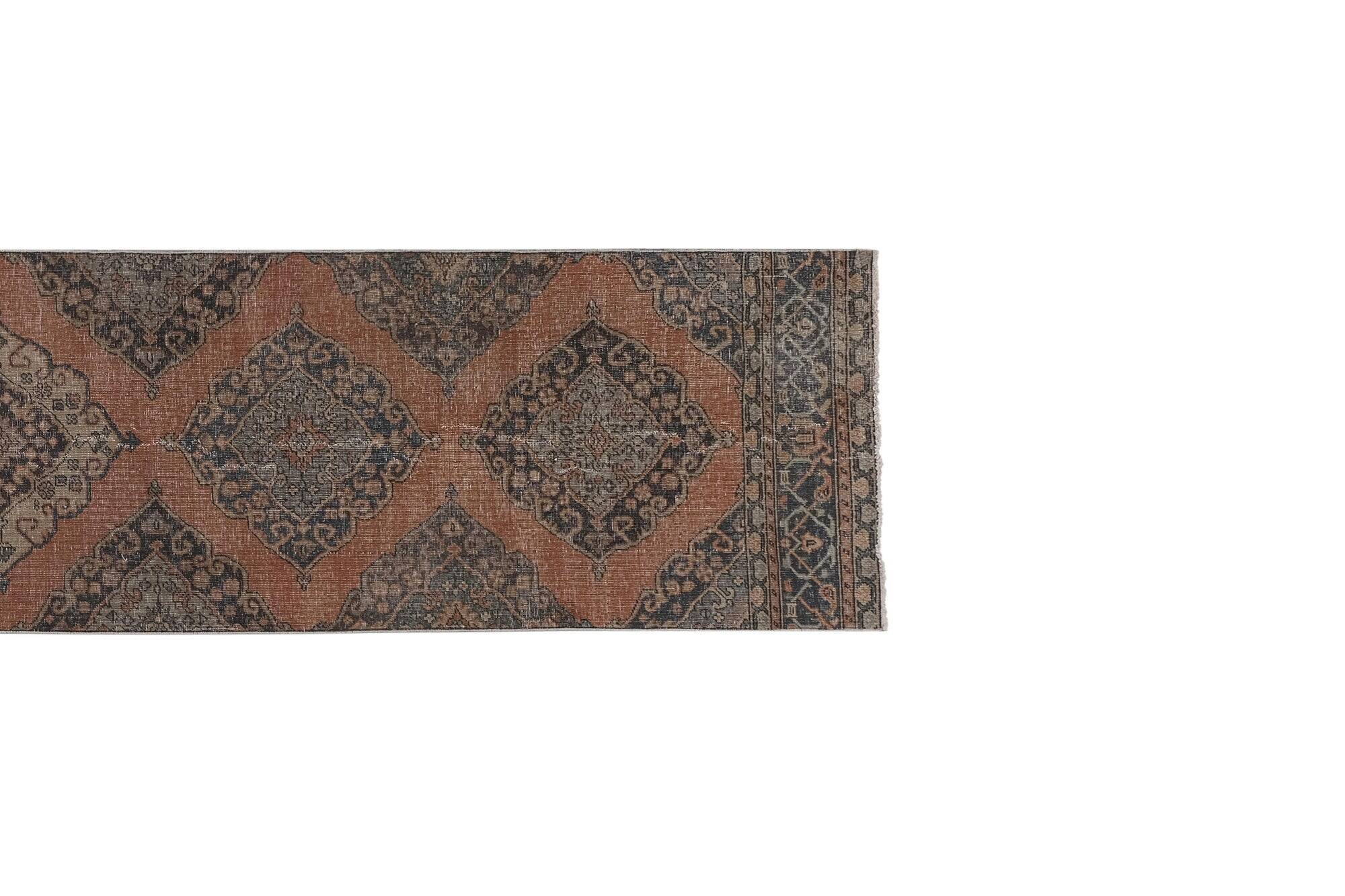 Vintage Turkish hallway rug 88x397 cm