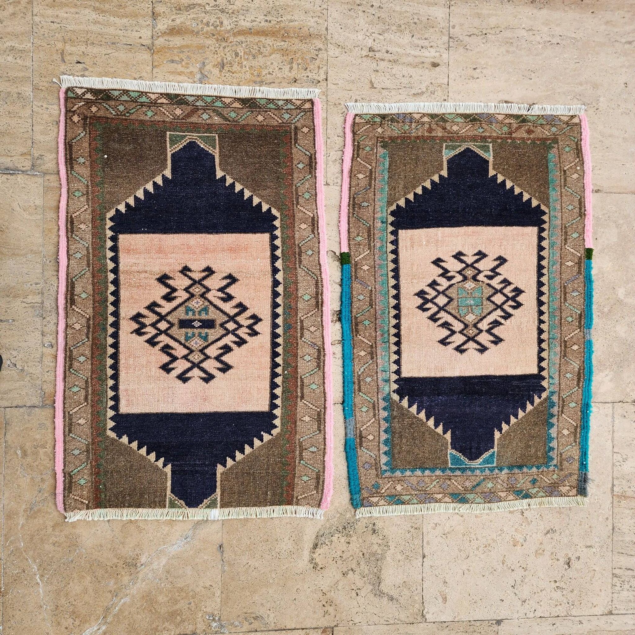 Set of 2 vintage handmade Turkish rugs 51x82 cm