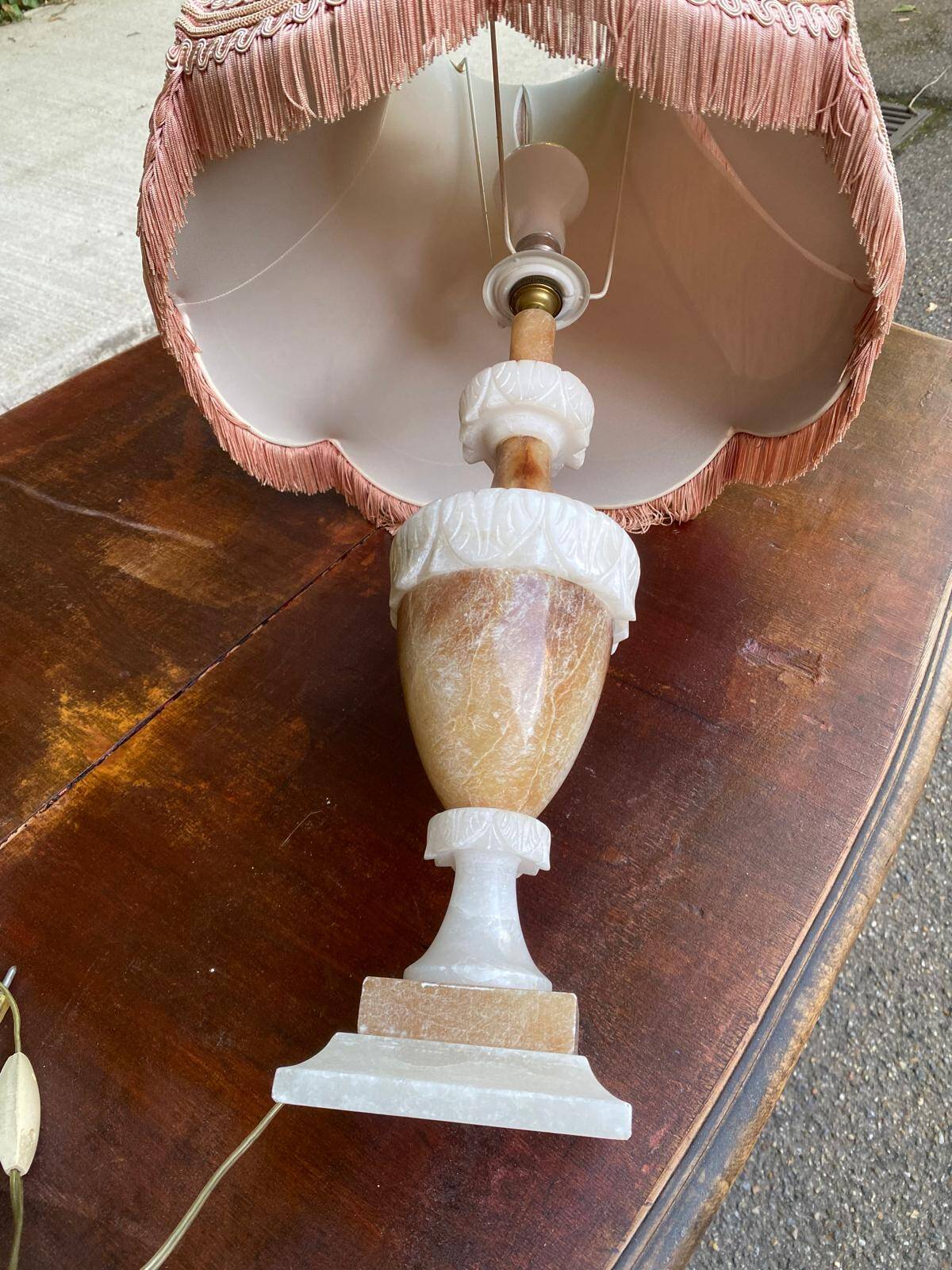 Vintage beige marble onyx lamp