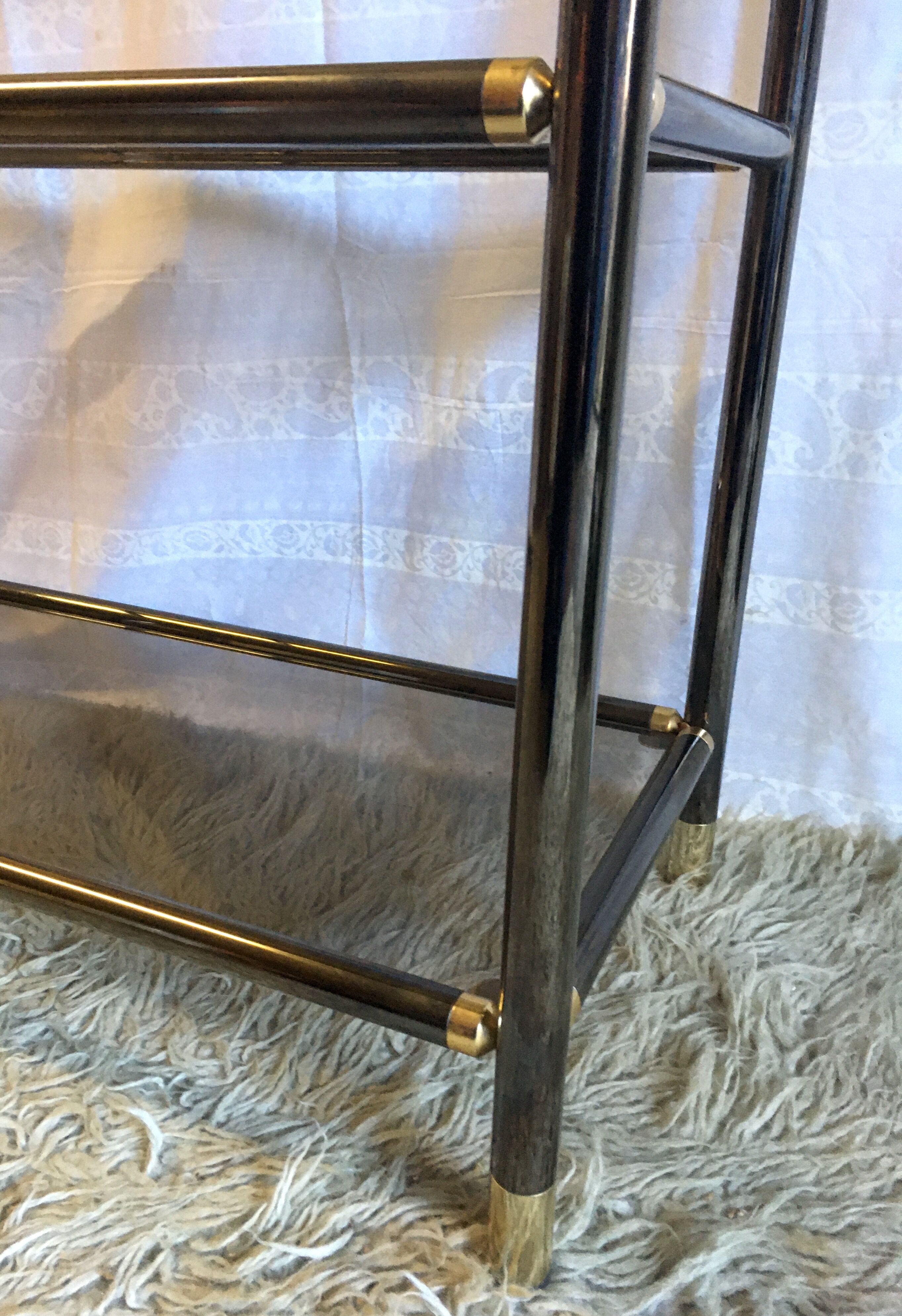 Smoked glass brass library - 70s