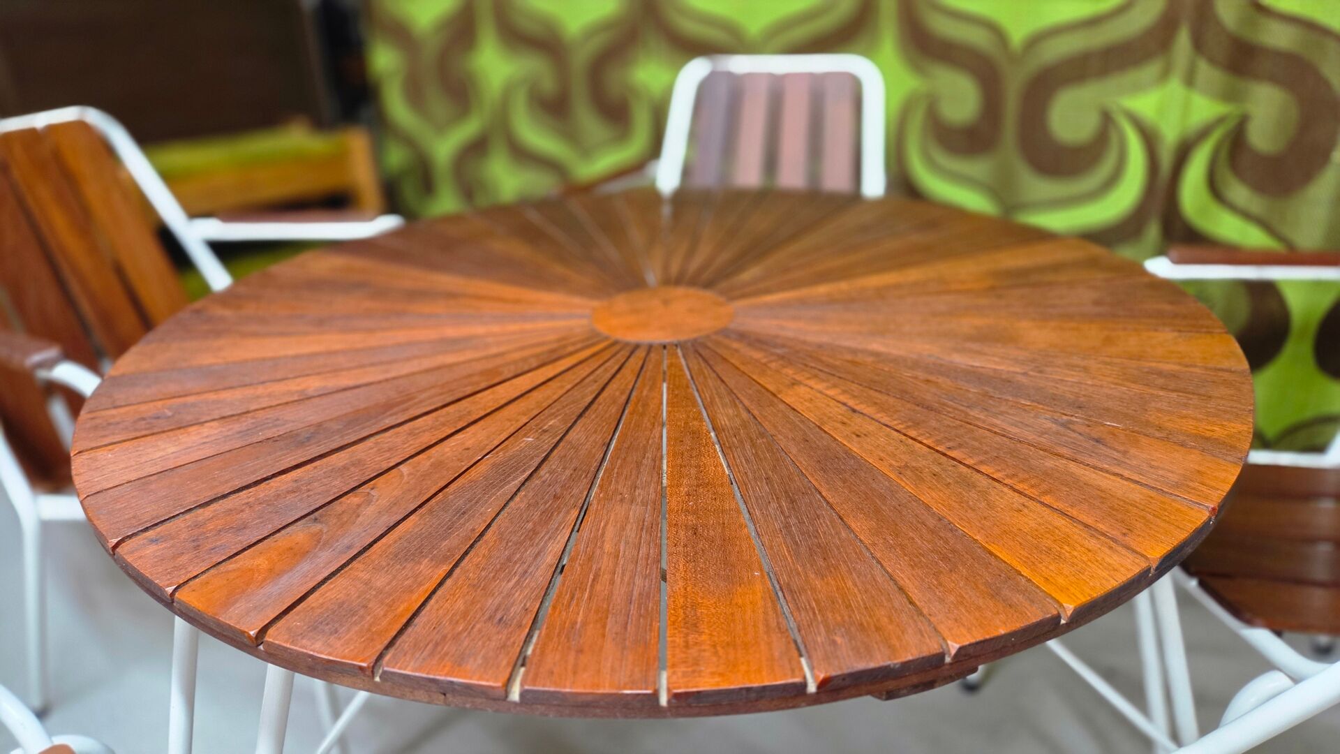 Salon de jardin vintage scandinave Daneline Teck Danemark 1960"