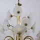 Mid-Century Modern Italian Murano Lattimo and Brass Chandelier, 1970s