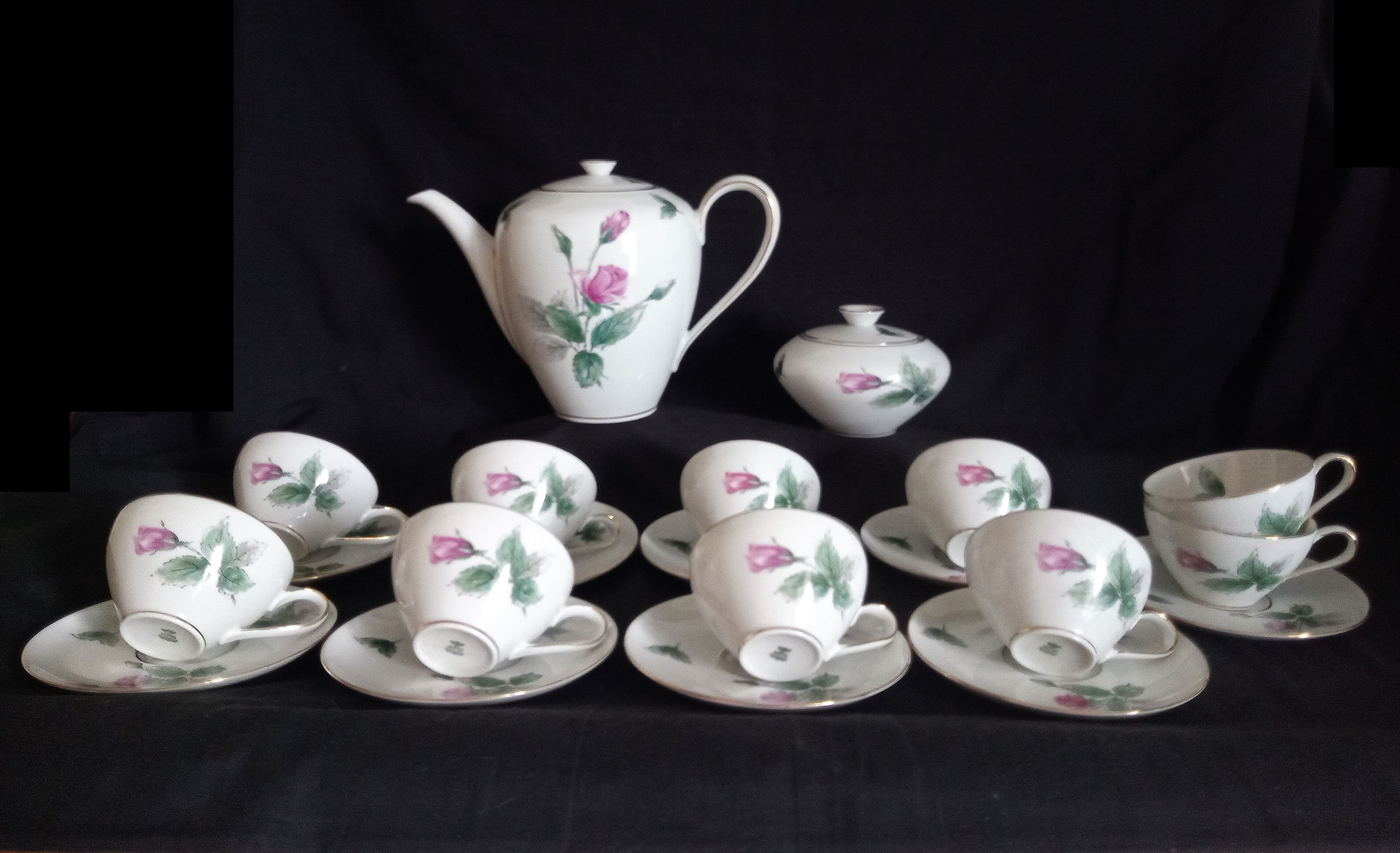 KPM Krister porcelain coffee service for 9 people, Germany