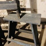 3 low blue-grey stools