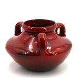 Blood red ceramic handled vase by Max Idlas, 1960s.