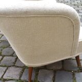 Sofa chaise sculptural Arc asymmetrical Swedish 50s/60s