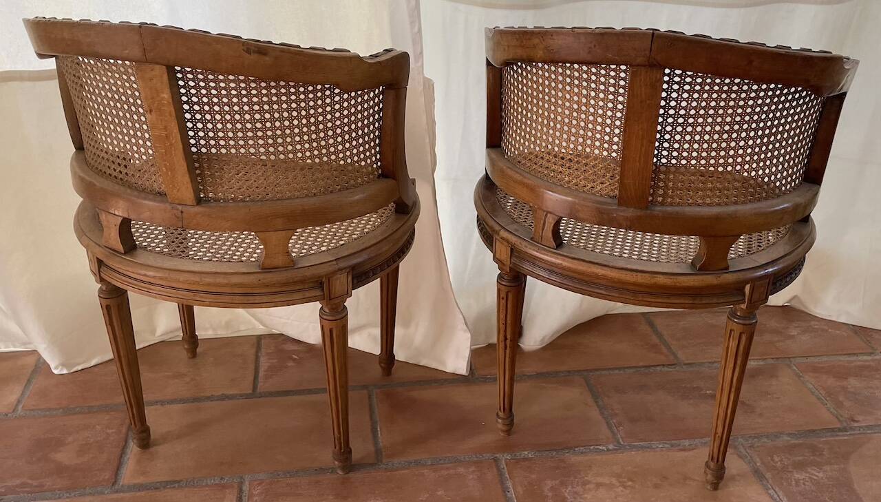 pair of Napoleon III Louis XVI style office chairs