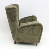 Paolo Buffa Mid-Century Modern Italian Walnut and Coating Boucle Armchair