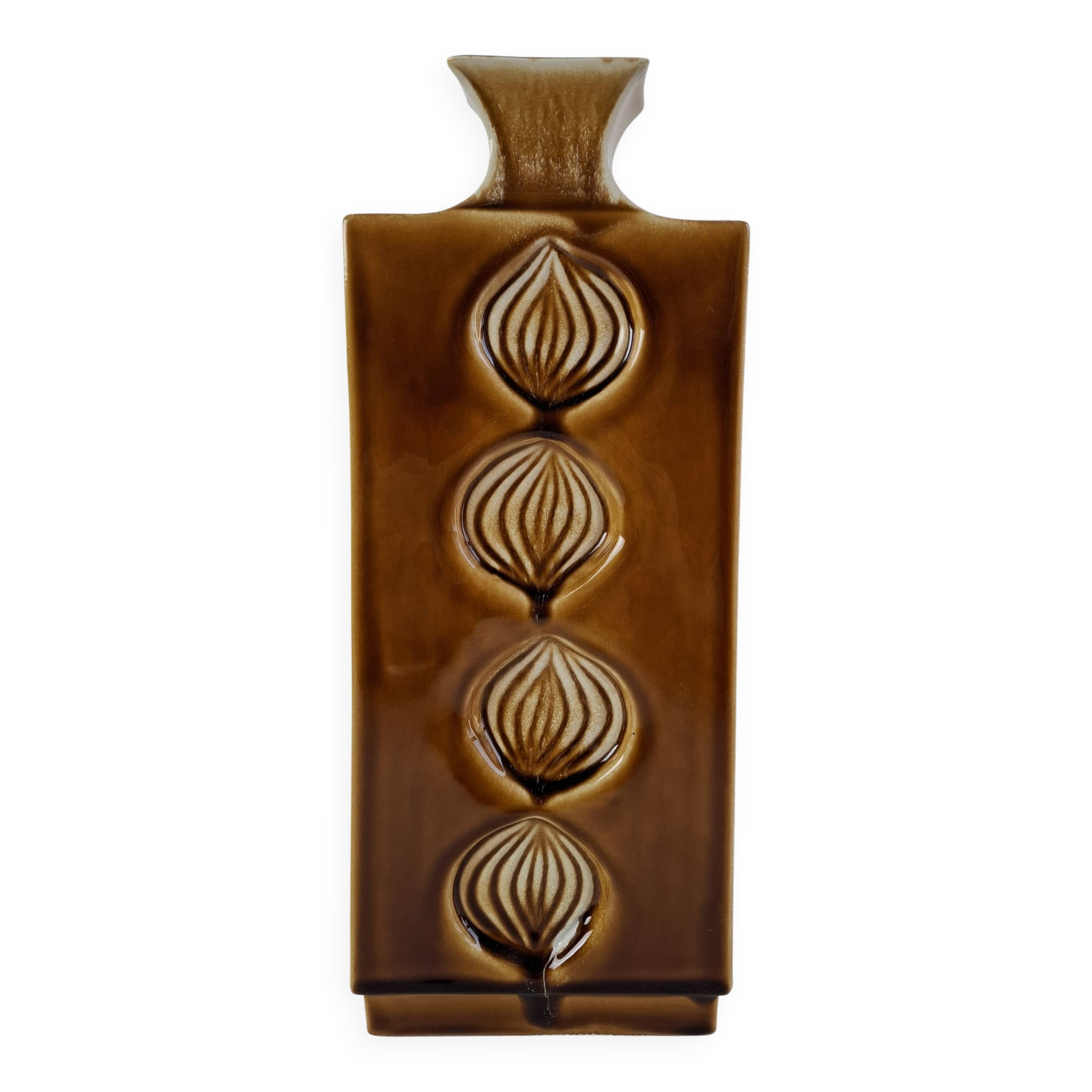 Mid Century Czech Brown Ceramic Vase Ditmar Urbach, 1960's.