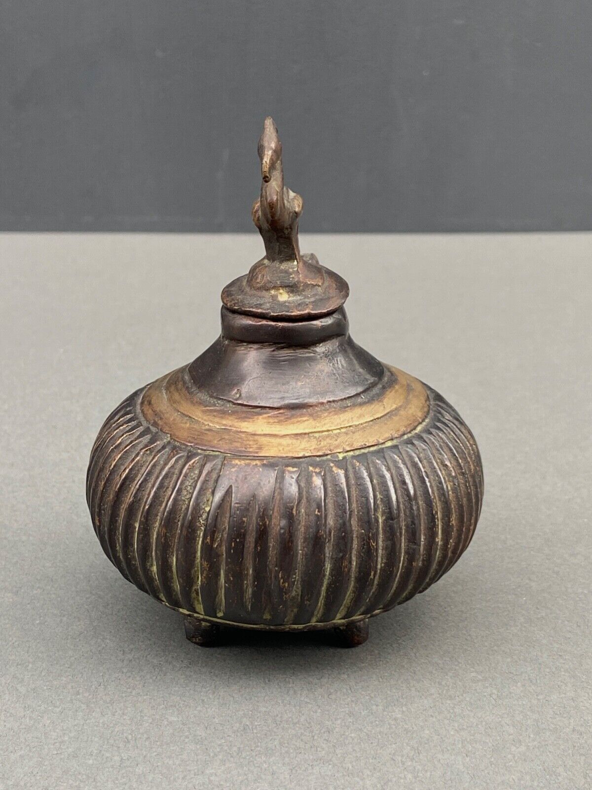 Bronze Inkwell Indian Nineteenth Peacock Bird Decor