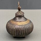 Bronze Inkwell Indian Nineteenth Peacock Bird Decor